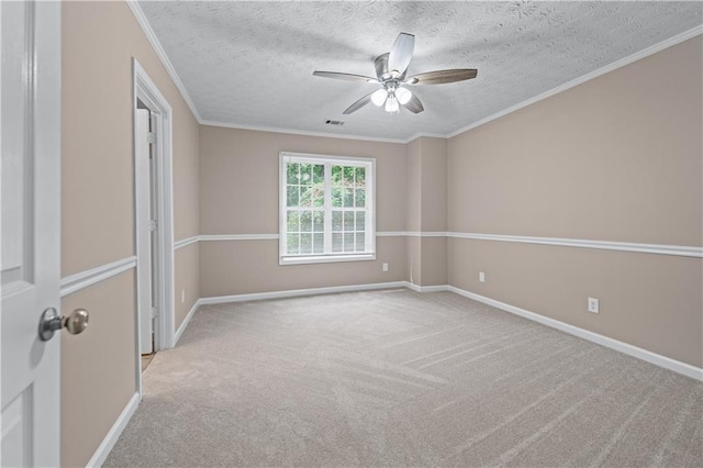 356 Chardonnay Trce, Braselton, GA 30517 - carpeted spare room featuring ceiling fan, crown molding, and a textured ceiling