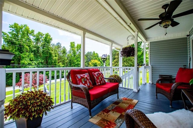 deck featuring ceiling fan