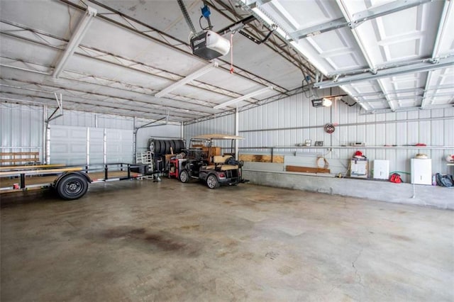 garage with a garage door opener