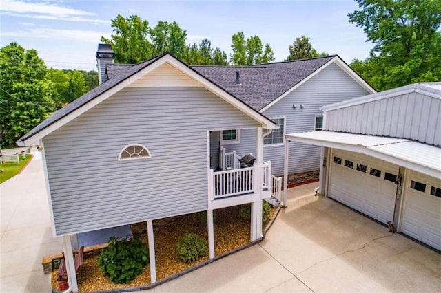 exterior space featuring a garage