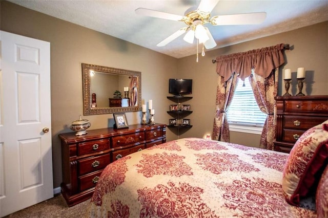 bedroom with carpet and ceiling fan