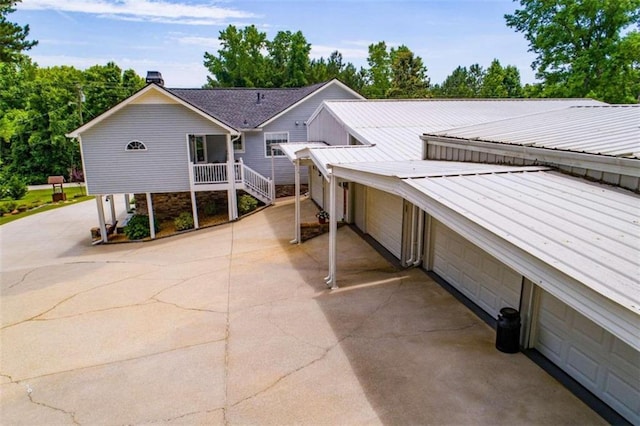 exterior space featuring a garage