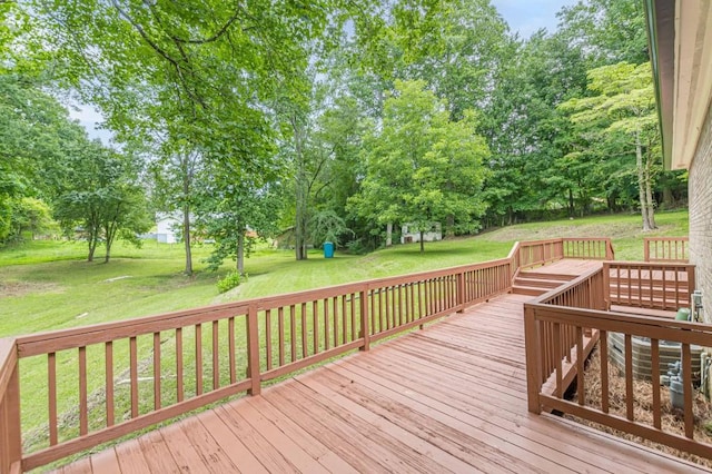 3329 Walt Stephens Rd, Stockbridge, GA 30281 - wooden deck featuring a lawn and view of wooded area