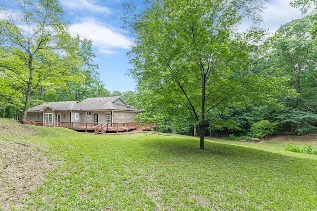 3329 Walt Stephens Rd, Stockbridge, GA 30281 - view of grassy yard featuring a deck