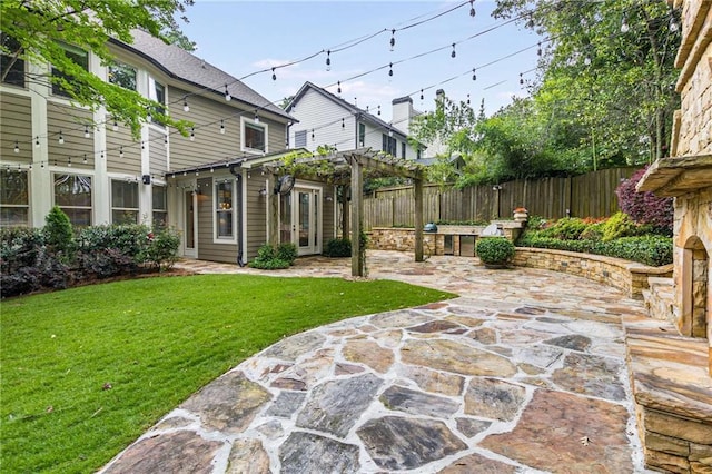 2544 Thompson Rd NE, Brookhaven, GA 30319 - view of yard with a patio, a pergola, french doors, and exterior kitchen