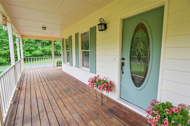 deck featuring a porch