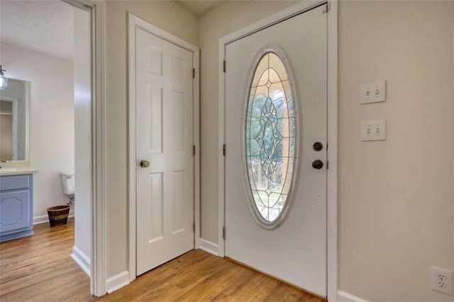 entryway with light wood-type flooring and a wealth of natural light