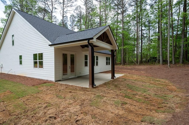 160 Doris Path, Dallas, GA 30157 - back of house with a shingled roof, french doors, and a patio