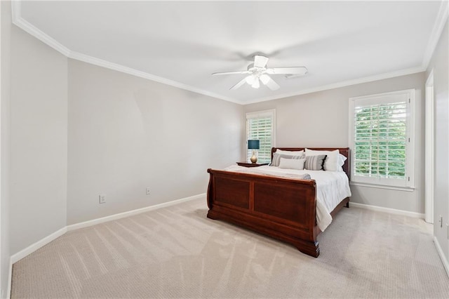 4750 Freeport Bay NE, Roswell, GA 30075 - bedroom with light colored carpet, multiple windows, crown molding, and ceiling fan