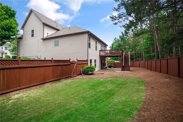 3920 Baverton Dr, Suwanee, GA 30024 - back of house featuring stairs, a deck, and roof with shingles