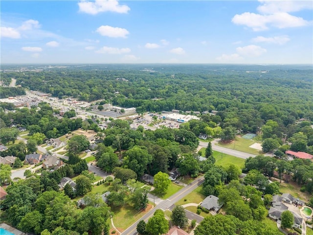 aerial view of a heavily wooded area