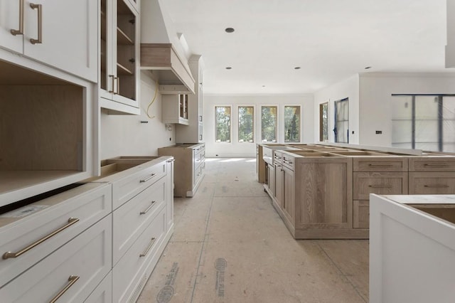 kitchen with recessed lighting and a center island