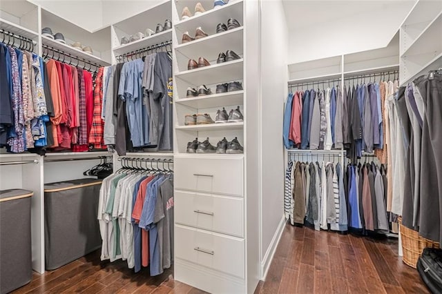 spacious closet with wood finished floors