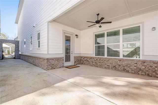 view of patio with a ceiling fan