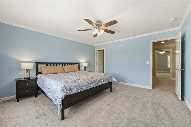 1695 Peyton Farm Dr, Alpharetta, GA 30004 - carpeted bedroom featuring crown molding, baseboards, and a ceiling fan