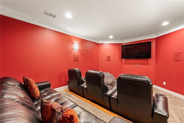 1695 Peyton Farm Dr, Alpharetta, GA 30004 - carpeted cinema featuring baseboards, recessed lighting, and ornamental molding