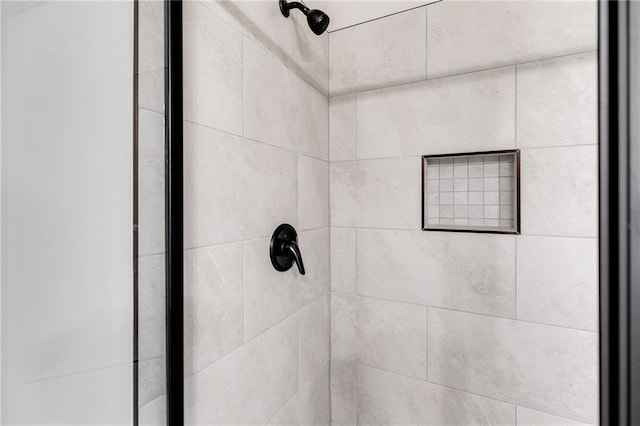 interior details with a shower stall