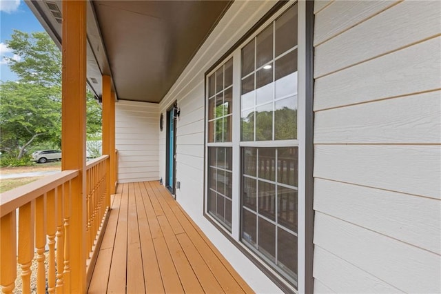 balcony featuring a porch