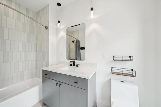 71 Krog St NE, Atlanta, GA 30307 - bathroom with shower / bath combo with shower curtain, vanity, and toilet