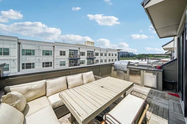 71 Krog St NE, Atlanta, GA 30307 - balcony featuring a grill, an outdoor hangout area, and a sink