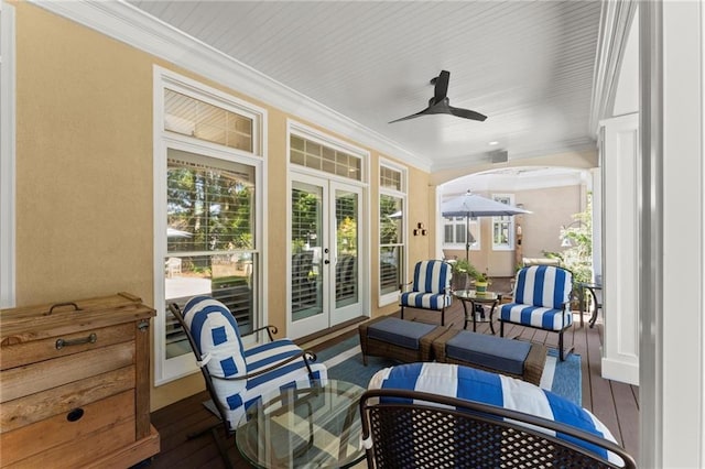 sunroom / solarium with french doors