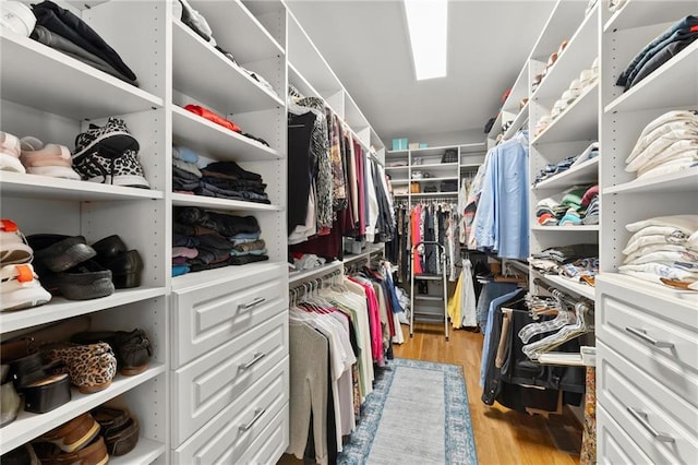 walk in closet featuring light wood-type flooring
