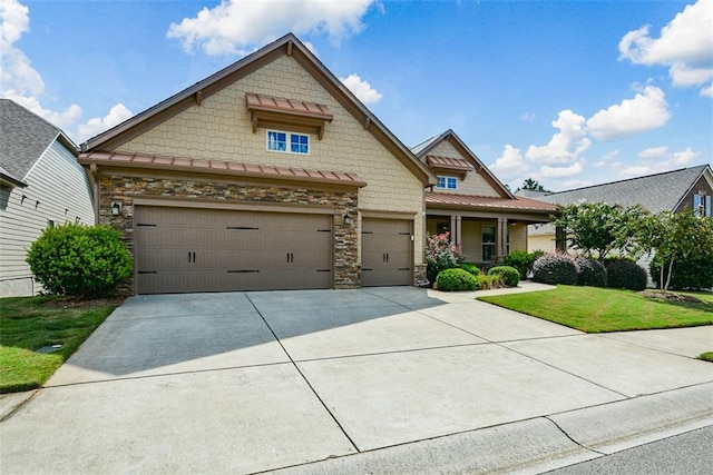 craftsman-style house with a front yard