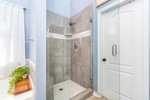 bathroom featuring walk in shower