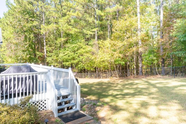 view of yard featuring a deck