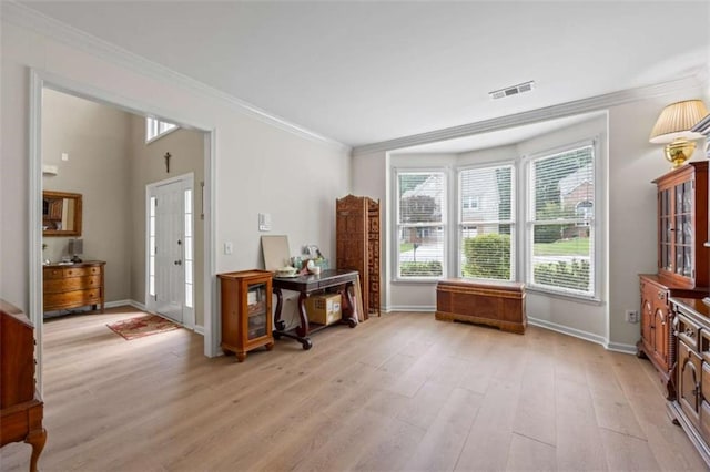 3652 Morning Creek Ct, Suwanee, GA 30024 - office area featuring light wood finished floors, baseboards, and crown molding