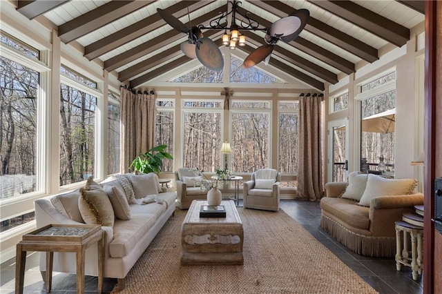 2160 Bradley Trl, Cumming, GA 30041 - sunroom with beamed ceiling, wood ceiling, and high vaulted ceiling