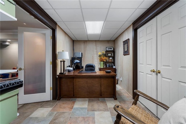 2160 Bradley Trl, Cumming, GA 30041 - office area with a drop ceiling and light stone finish floors