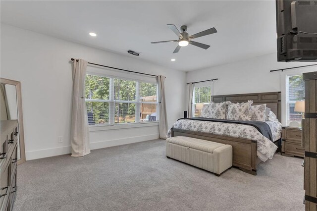 147 Wolf Creek Cv, Lagrange, GA 30240 - bedroom featuring light colored carpet, recessed lighting, and a ceiling fan