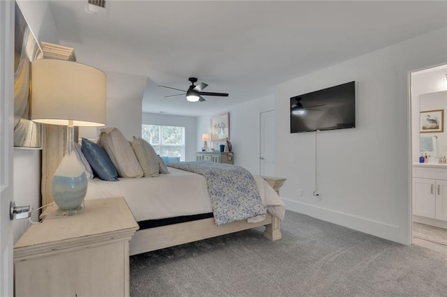 147 Wolf Creek Cv, Lagrange, GA 30240 - carpeted bedroom with ensuite bath and ceiling fan