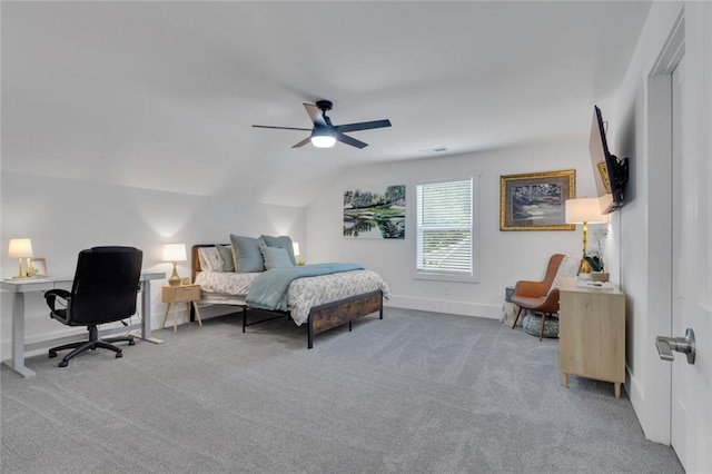 147 Wolf Creek Cv, Lagrange, GA 30240 - carpeted bedroom featuring lofted ceiling and a ceiling fan