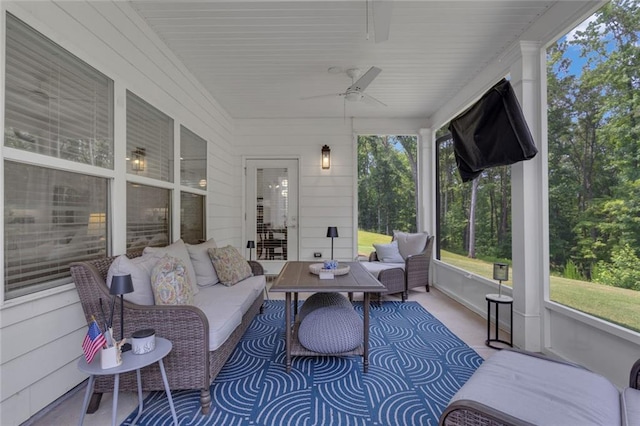 147 Wolf Creek Cv, Lagrange, GA 30240 - sunroom / solarium featuring an outdoor living space and ceiling fan