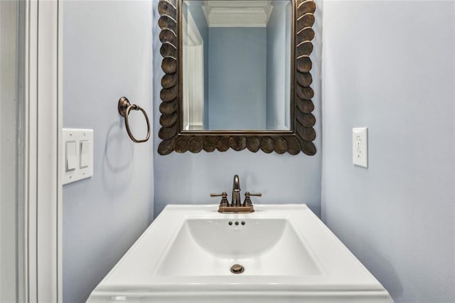 bathroom with sink and crown molding