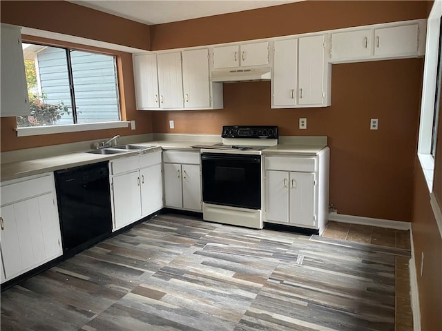 kitchen featuring white cabinetry, sink, dishwasher, and electric range