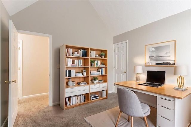 6181 E Fayetteville Dr, Riverdale, GA 30296 - home office with carpet flooring and high vaulted ceiling