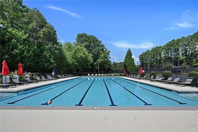 view of pool featuring a patio