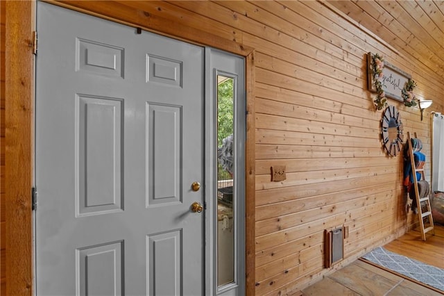 1182 Cedar Rd, Lincolnton, GA 30817 - foyer with wooden walls and wood finished floors