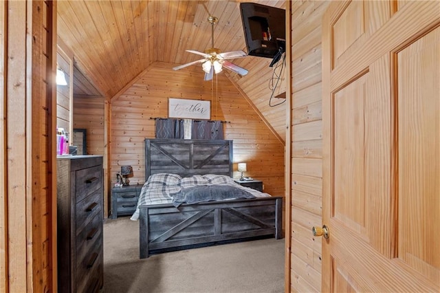 1182 Cedar Rd, Lincolnton, GA 30817 - carpeted bedroom with lofted ceiling, wood ceiling, and wood walls