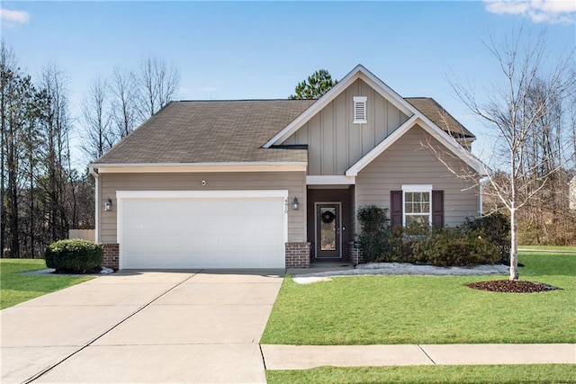 craftsman-style home with a garage and a front yard