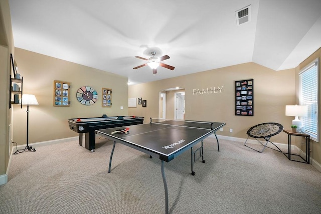 7251 Bluewater Ln, Douglasville, GA 30135 - game room featuring arched walkways, carpet, baseboards, and ceiling fan