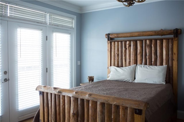 bedroom with crown molding