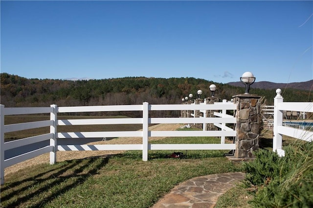 view of gate featuring a lawn