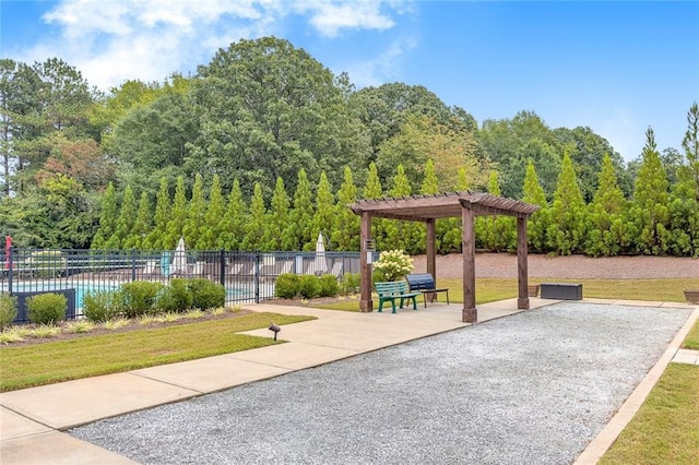 view of community featuring a pergola