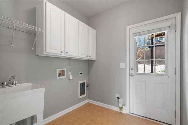 1530 Wehunt Cir SE Unit 19, Smyrna, GA 30082 - laundry area with a sink, hookup for a washing machine, electric dryer hookup, cabinet space, and baseboards