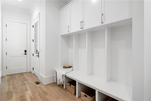 mudroom featuring light hardwood / wood-style flooring