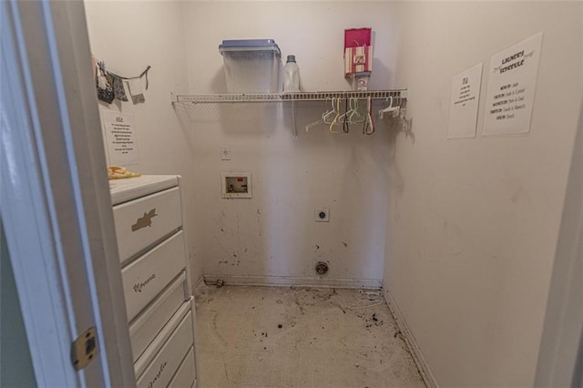 laundry area with washer hookup and hookup for an electric dryer